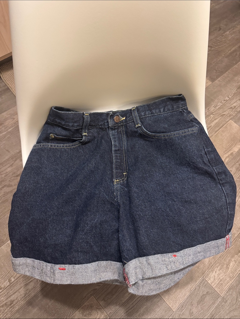 Riders by Lee Dark Blue Cuffed Denim Women's Shorts high waisted mom
